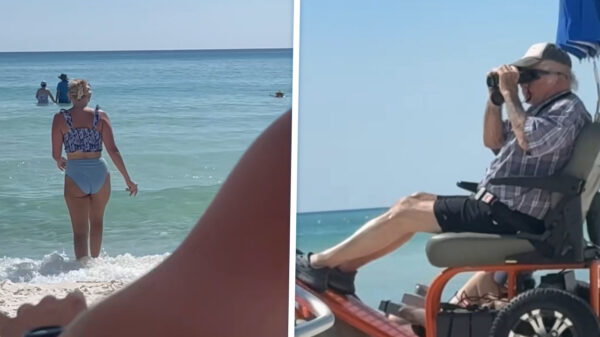 Opa is een echte strandwacht en houdt iedereen scherp in de gaten!