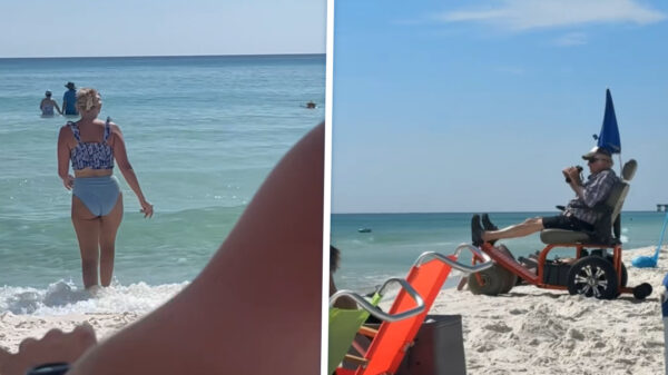 Opa is een echte strandwacht en houdt iedereen scherp in de gaten!