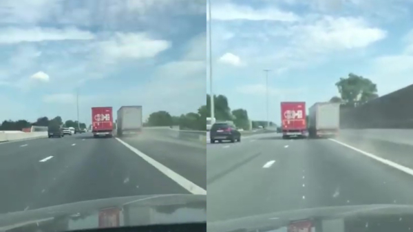 Belgische truckers geven elkaar op volle snelheid geen centimeter ruimte