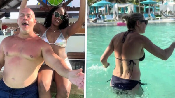 Vakantieganger feest met andere vrouw, tot zijn pislinke echtgenote opduikt