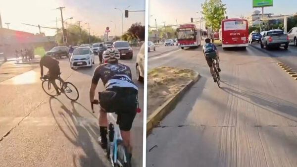 Ondertussen in Santiago: Asociaal gedrag van wielrenners gaat viraal