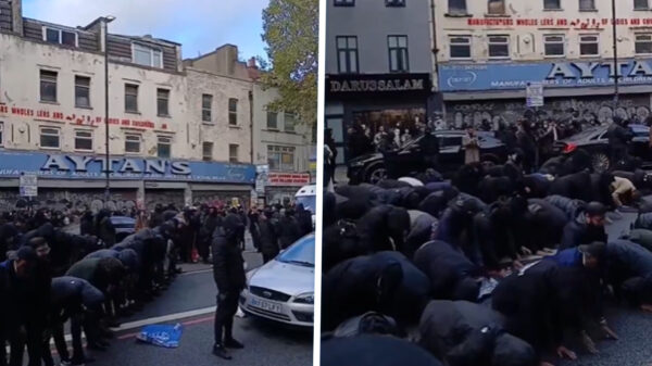 Gemaskerde moslims protesteren in Londen, video toont massaal straatgebed