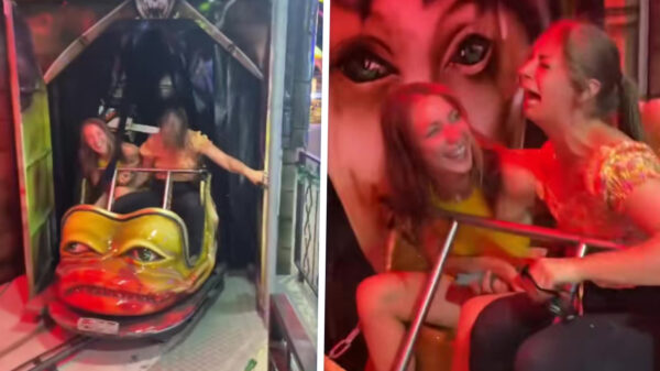 Grietje flipt hem he-le-maal de pan uit tijdens ritje in het spookhuis