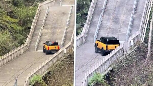 SUV-challenge op Tianmen Mountain eindigt met gesloopt historisch hek