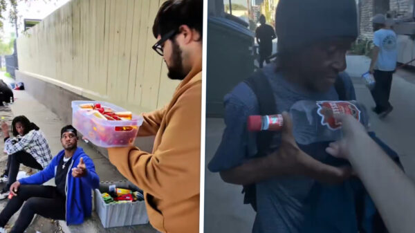 Bizar: Influencer Keith Castillo deelt machetes en drank uit aan daklozen