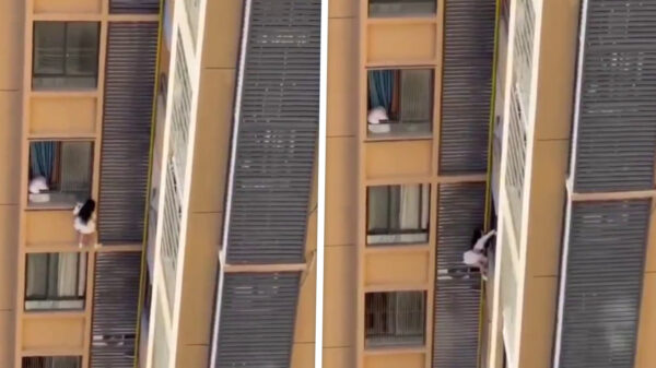 Sidechick ontsnapt op 10e verdieping zodra echtgenote thuiskomt