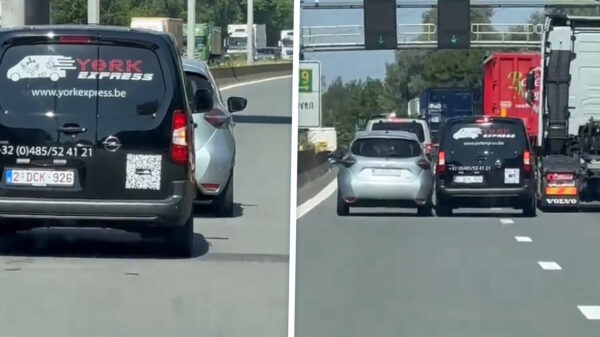 Woedende Belg probeert linksplakker rechts in te halen: gaat fout!