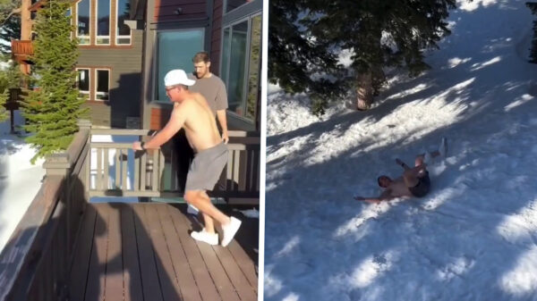 Zonder shirt van balkon springen lijkt stoer tot sneeuw anders is dan het lijkt
