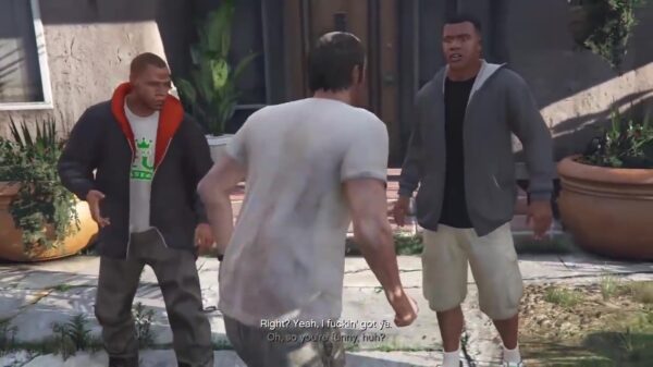 GTA5 glitcht tijdens cutscene helemaal de pan uit