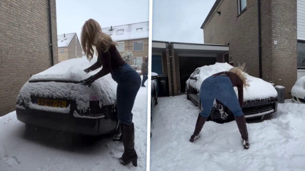 Je auto sneeuwvrij is een $#%@^! klus, maar Lisa verzacht de kou