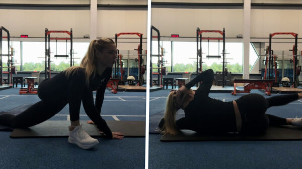 De warming-up van Jutta Leerdam trekt meer aandacht dan het schaatsen