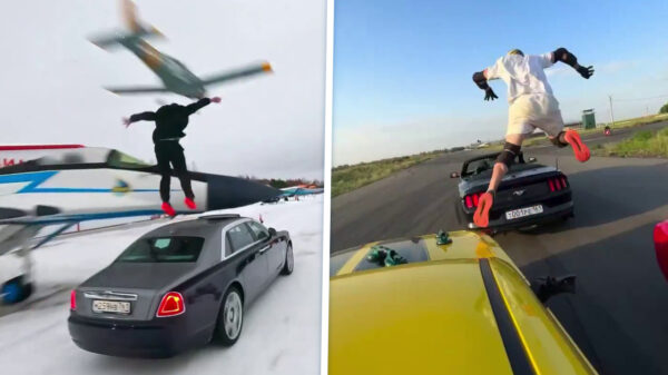 Russische waaghals zet zijn leven op het spel met absurde stuntcompilatie