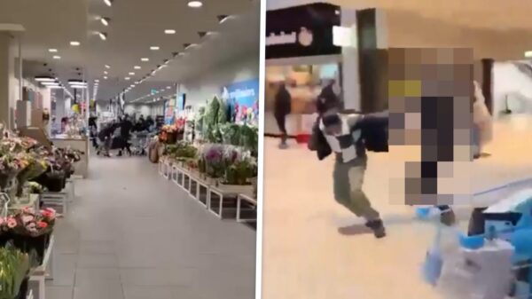 Bizarre beelden: Man valt iemand met bijl aan in Nijmeegse supermarkt