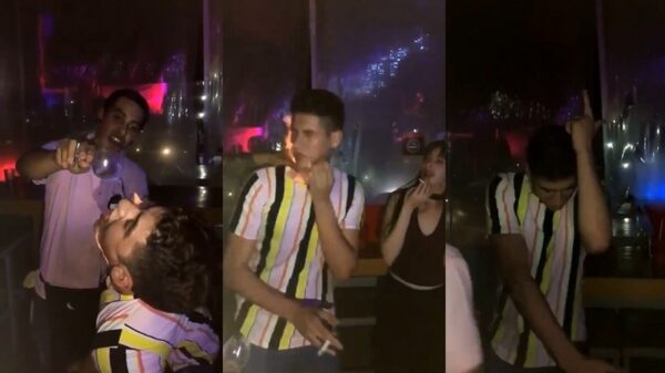 Party Animal gaat rustig verder met feesten als zijn gezicht in de fik vliegt