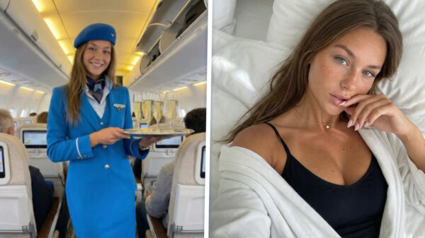 Zodra de hoteldeur dichtvalt, gaat de knop om bij stewardess Lotte Dubois