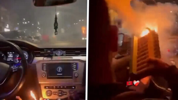 Marokkaanse 'feestvierders' steken vuurwerkje af in hun auto: GAAT FOUT!