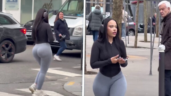 Opa kijkt tóch nog even een keer om als ze in yogabroek voorbijkomt