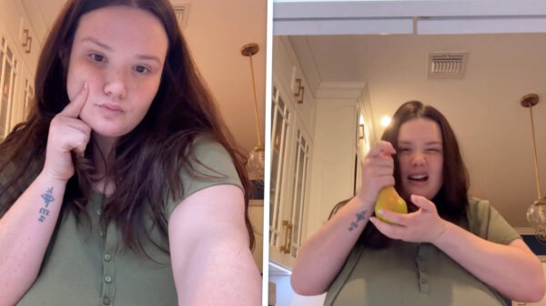 Kaitlyn Calimain vergelijkt haar meloenen met een onschuldig peertje