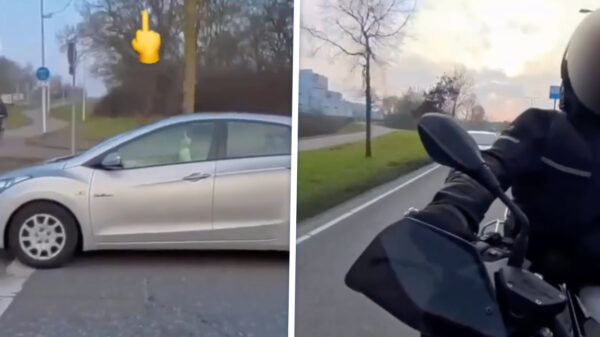 Een middelvinger opsteken naar een motoragent is nooit een slim idee