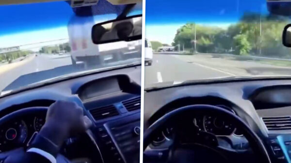 Debiel slalomt door verkeer terwijl inzittenden smeken om rustiger te rijden