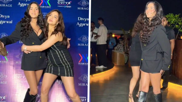 Oeps-momentje voor actrice Poonam Pandey als ze de paparazzi groet