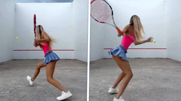 Angelina Dimova demonstreert haar 'techniek' bij het oefenmuurtje