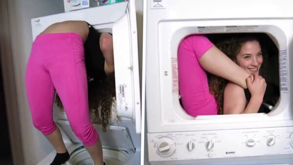 Slangenmens Sofie Dossi bewijst dat een droger ook een loungeplek kan zijn