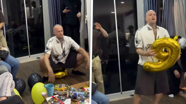 Klein neefje jarig, oom stijf van de drugs