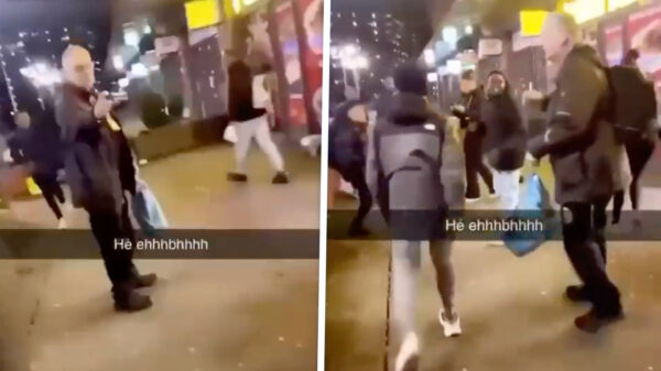 Groepje lafbekken valt opa lastig en denkt dat het stoer is