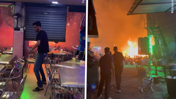 Kraampje met vuurwerk in Penang, Maleisië gaat compleet de lucht in