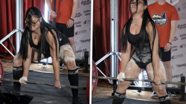 Gewichthefster besluit álles uit de tank te persen tijdens deadlift