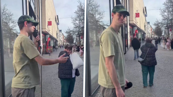 Karen gaat meteen los op straatzanger als ze op weg is naar de Kruidvat