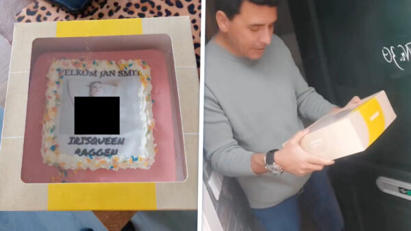 IrisQueen verrast nieuwe buurman Jan Smit met een pikante welkomsttaart