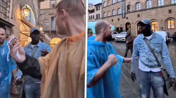 Irritante straatverkoper in Italië krijgt een karma-tik op zijn neus