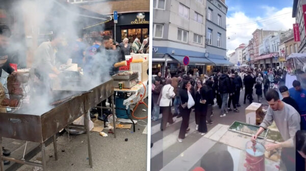In Molenbeek wordt de lente gevierd met een gezellige bbq op straat