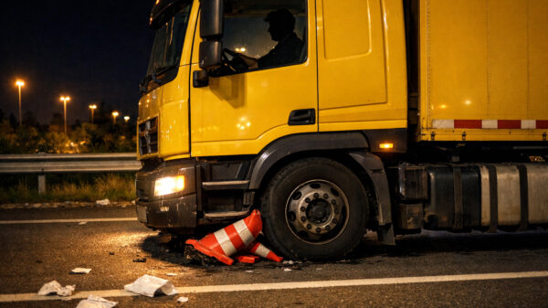 Vrachtwagen klapt op pijlwagen op A28 bij Zwolle, snelweg vol brokstukken