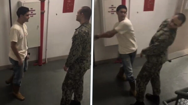 Stoere jongen zoekt ruzie met marinier en krijgt direct spijt