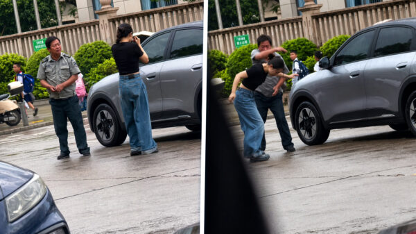 Agressieve vrouw leert pijnlijk lesje na laffe trap tegen parkeerwachter