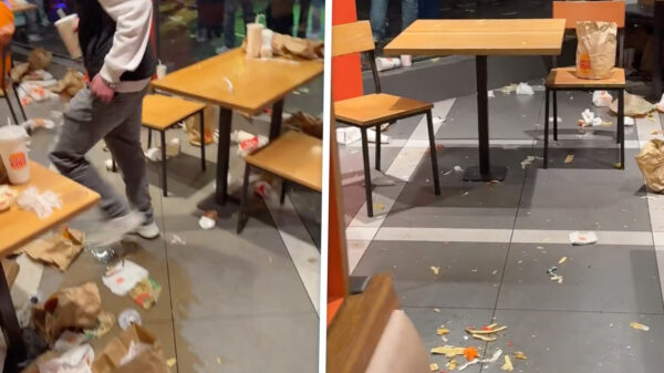 Burger King in Arnhem verandert in gigantische zwijnenstal op Koningsdag