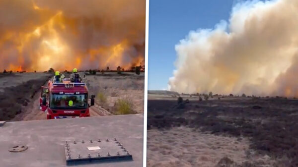 Beelden van natuurbrand op militair oefenterrein bij ’t Harde, deel A28 dicht