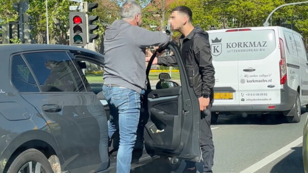 Totale idioot in bestelbus treitert beginnend bestuurder van Duitse rijschool