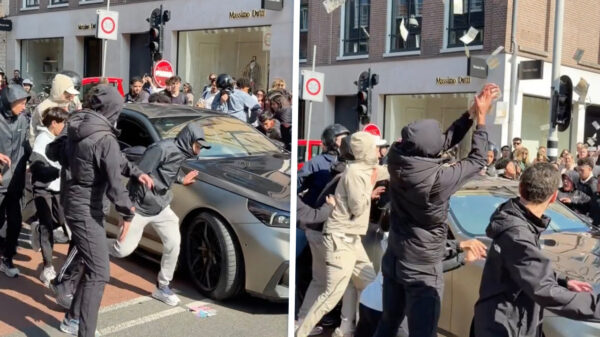 Aasgieren vliegen op gratis geld af van strooiende patser in z'n BMW