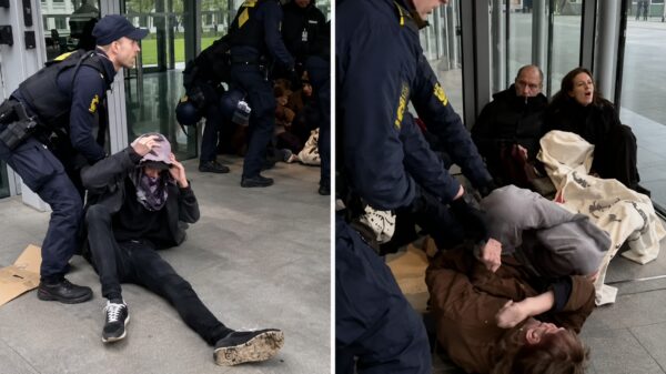 Deense politie knuppelt XR-demonstranten hardhandig weg bij blokkade van Maersk