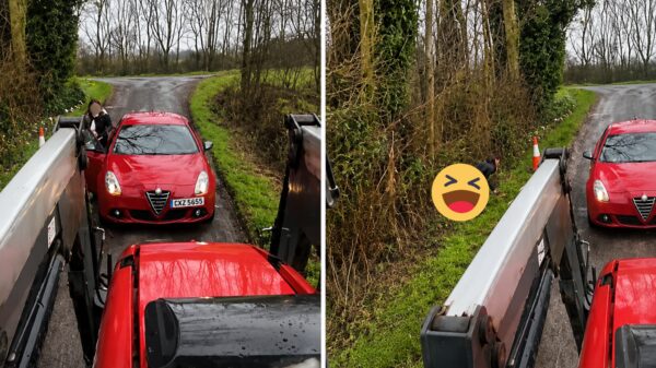 Dame gebruikt boerenweggetje om even nodig af te wateren