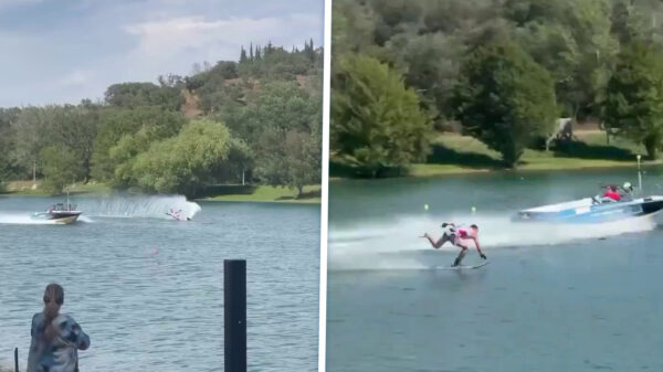 Waterskiwedstrijd loopt pijnlijk af na knetterharde crash tegen steiger