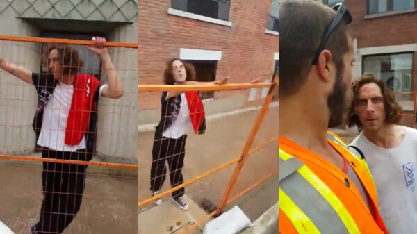 Bouwvakker blijft ijzingwekkend kalm als hij door een gekkie wordt belaagd