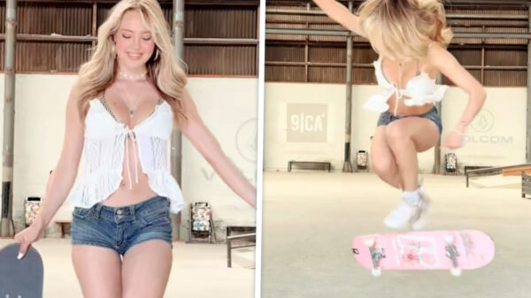 Sterre Meijer laat even zien hoe ze haar 'skills' op een skateboard showt