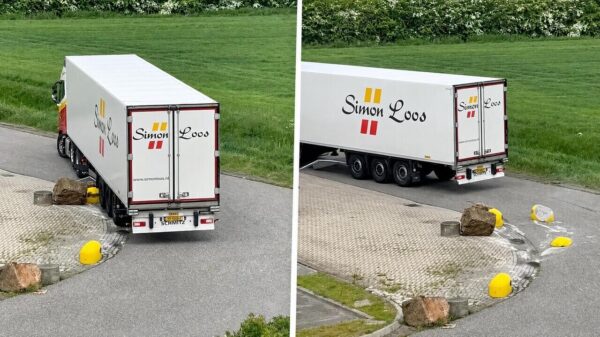 Vrachtwagenchauffeur van Simon Loos sloopt vakkundig de halve straat
