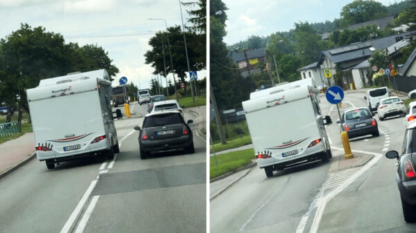 Camper denkt dat 'ie Max Verstappen is en zigzagt door het verkeer