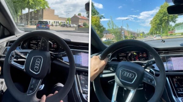 Idioot in een Audi jaagt als een complete maniak door een woonwijk